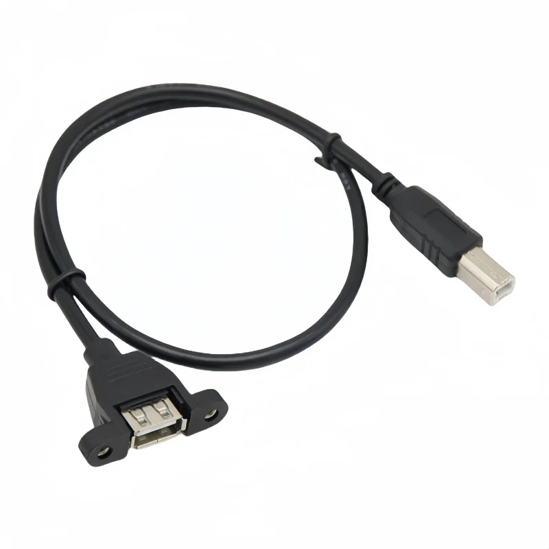 USB 2.0 Type A Female to Printer USB-B Type Male Extension Cable to Female Jack with Fixed Screw Holes