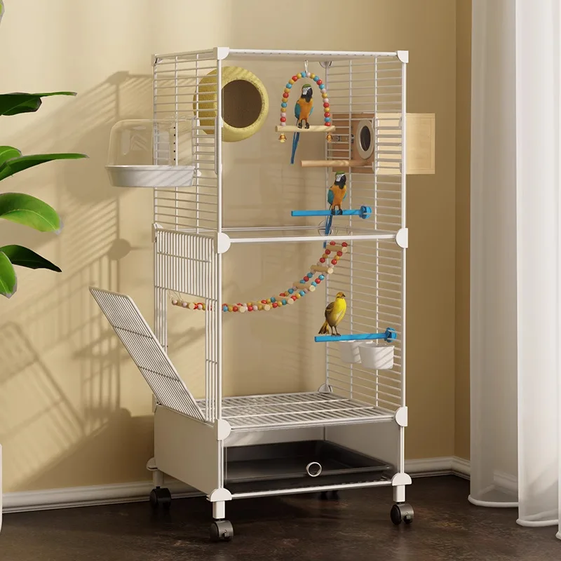 Bird cage parrot cage household large tiger skin Xuanfeng peony starling special new luxury villa with breeding box