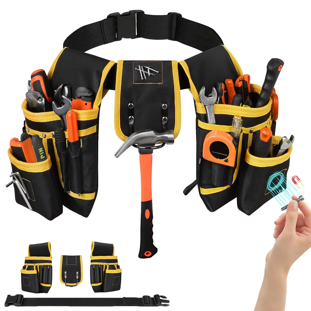 Magnetic Tool Belt 26 Pocket Oxford Cloth Work Belt Removable Tool Bag Tool Organizers for Carpenter Electrician Construction