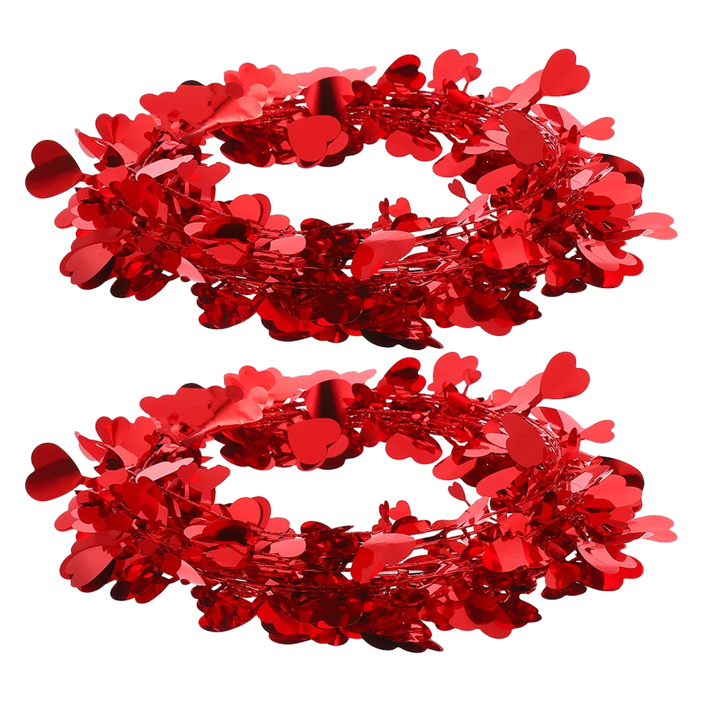 

2pcs Valentine Heart 7.5m Red Decor Wedding Room Atmosphere Romantic Home Valentines Mantel Decor Heart nament