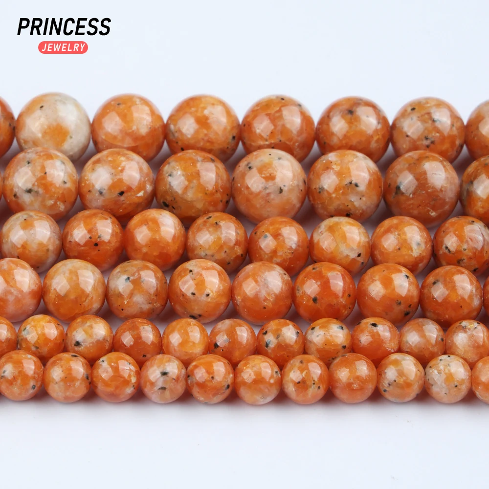 Natural Orange Calcite 6 8 10mm Loose Stone Beads for Jewelry Making Bracelet Necklace Wholesale Space Beads DIY Accessories