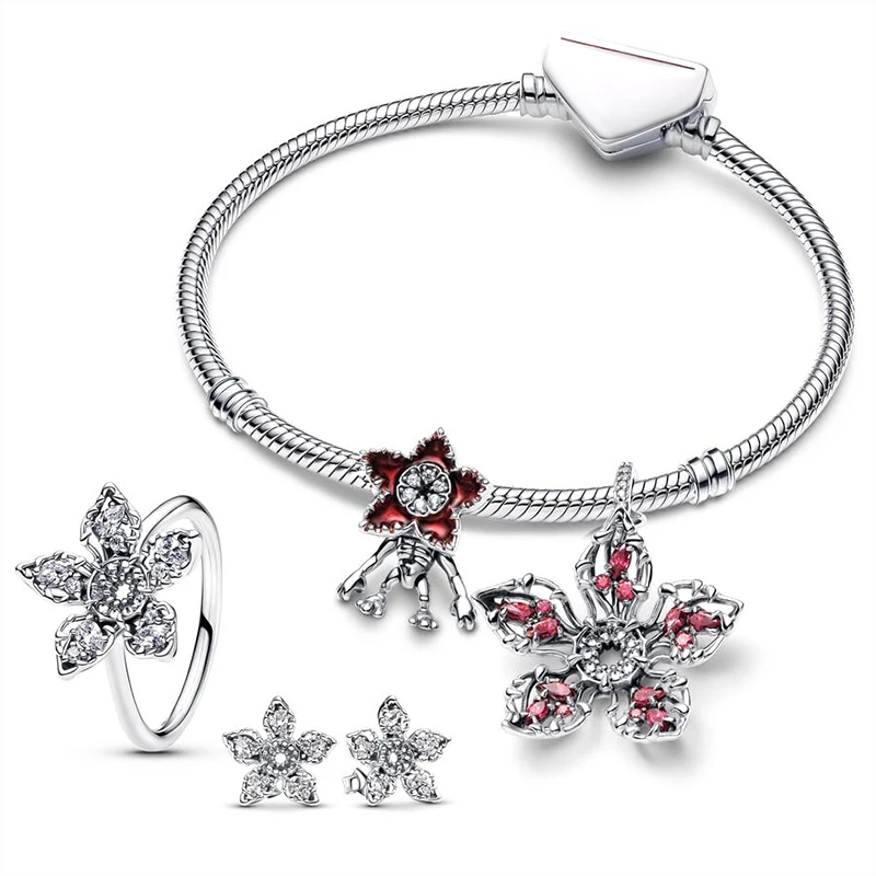 New Hot Sale 925 Sterling Silver Cannibal Flower Charm Suitable for 925 Sterling Silver Original Women Bracelet DIY Jewelry Gift