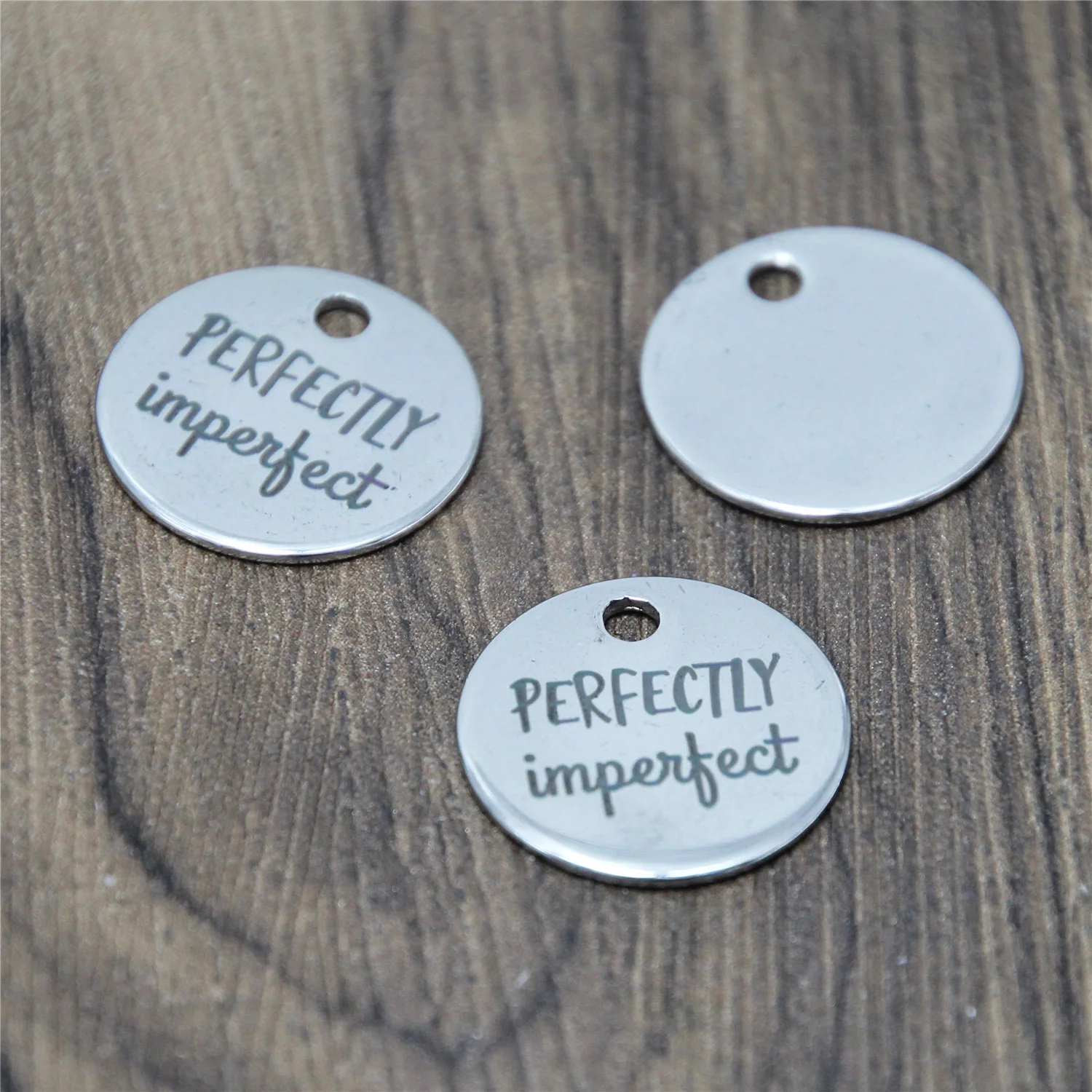 

10pcs/lot Perfectly Imperfect Stainless Steel charm Perfectly Imperfect message Charm pendant 20mm