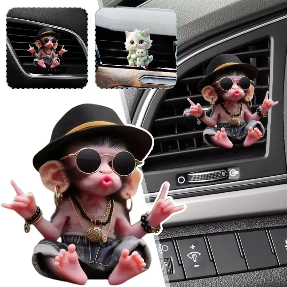 

New Acrylic Cute Cats And Monkey Flat Blue Cat Car Decoration Pendant Q2Z0