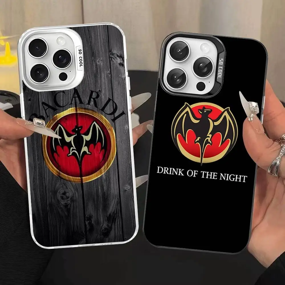 B-Bacardi Rum Vampire Bat Phone Case For IPhone 17 16 15 14 11 12 13 Pro Max Plus Pro Colored Silver Cover