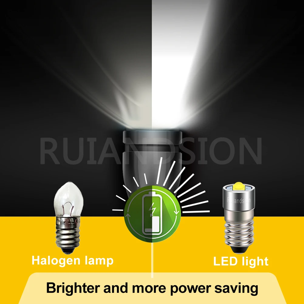 1Pcs Ruiandsion E10 Maglite Original Upgrade LED Bulb 3W 6‑30V DC 1V 3V 6V 9V 6500K White for Flashlight Torch Camping Hiking view 2