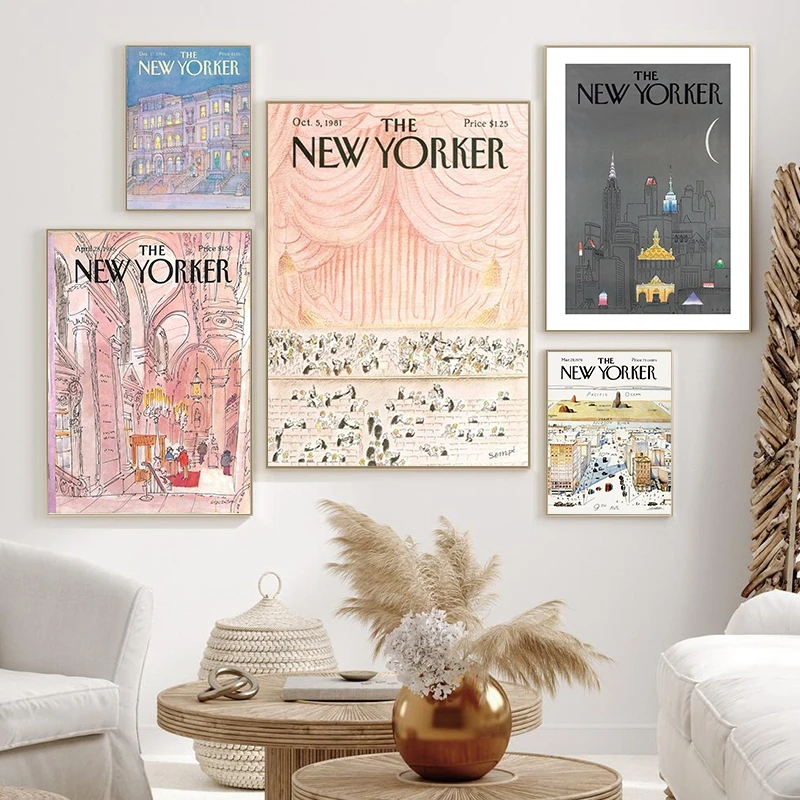 The New Yorker Magazine Canvas Print Retro Posters and Prints Vintage Wall Art Pictures Living Room Home Decoration Paintings