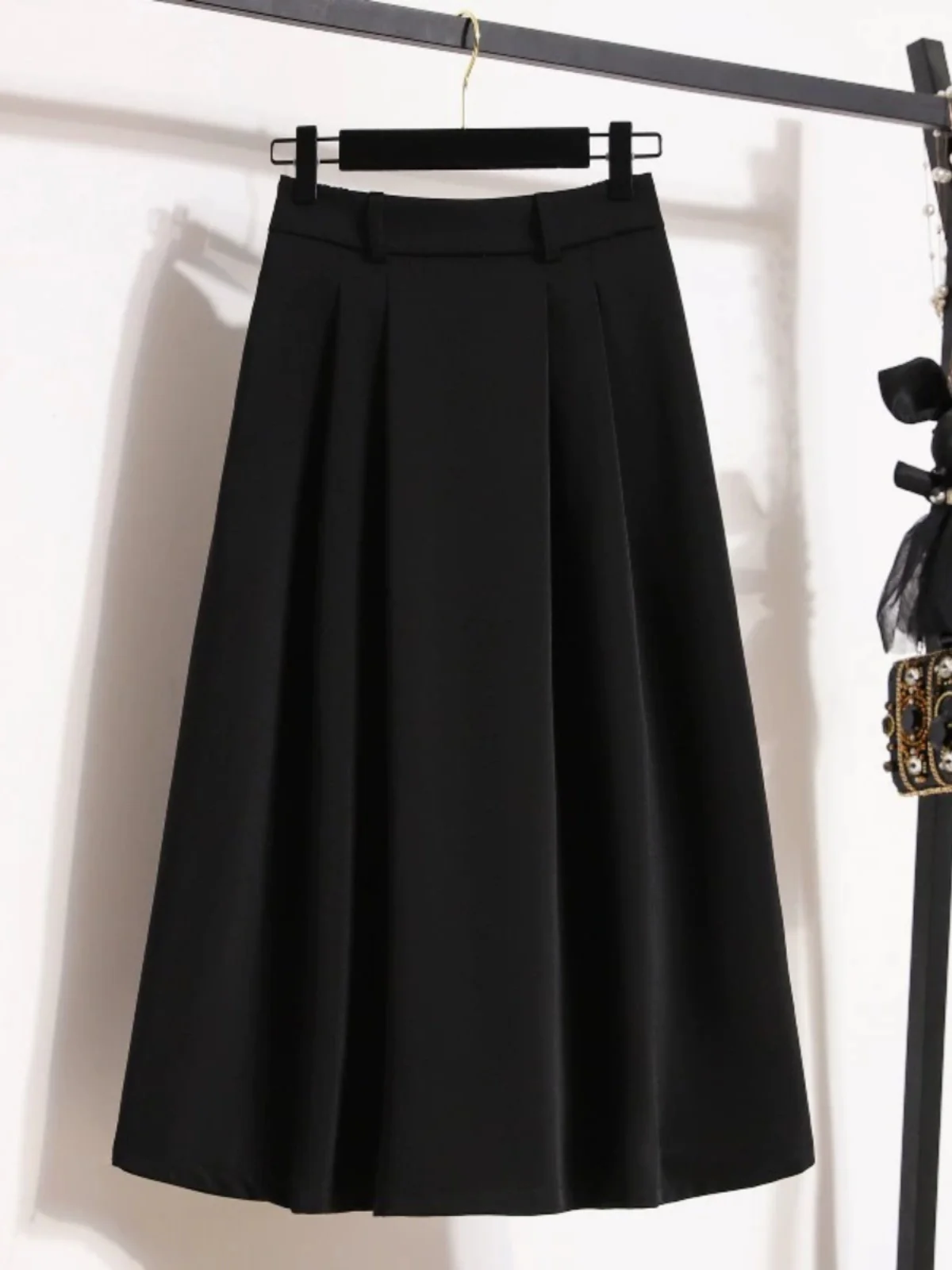 

plus Size Spring Suit Waist Covering Half-length A-line Skirt Women Pear Shape High Waist Slimming Korean Style Commute