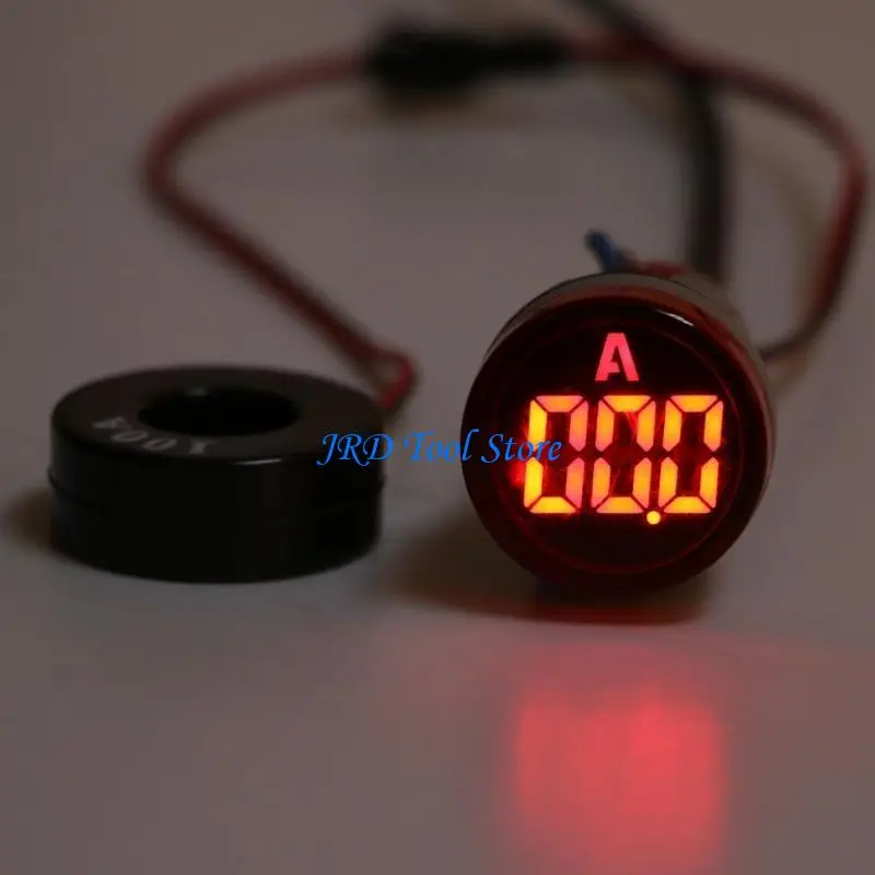 A2UD 22mm Red 0-100A Digital Ammeter Round Light Current Meter Lamp