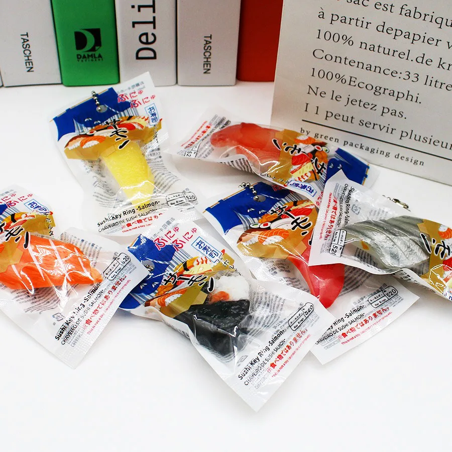 Simulated Sushi Keychain Creative Food Toy Japanese Cuisine Rice Vegetable Roll Salmon Key Rings for Men Women Bag Pendants