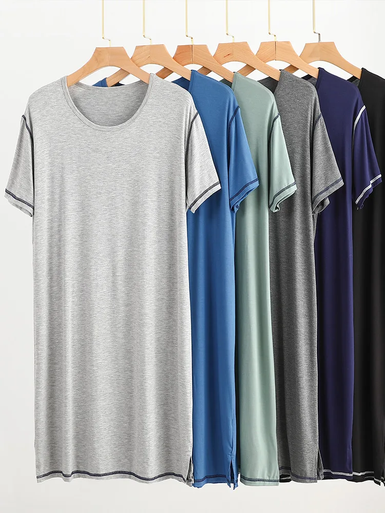 

Men's Modal round Ne ort Sve Robe Summer Thin Casual Long Spwear Loose Home Batobe Comfortable Breathable Lightwe...