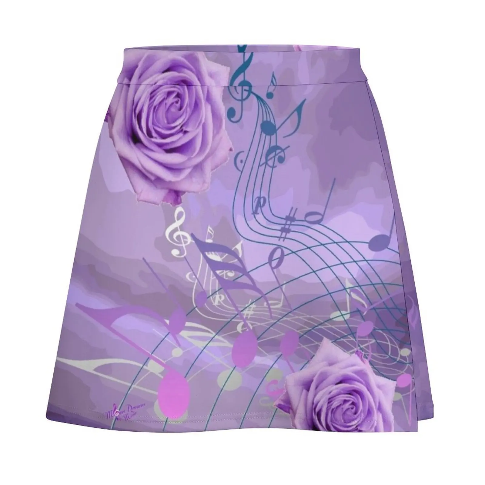 Purple & Pink Music Notes & Roses Mini Skirt womans clothing skirt sets Women's skirt