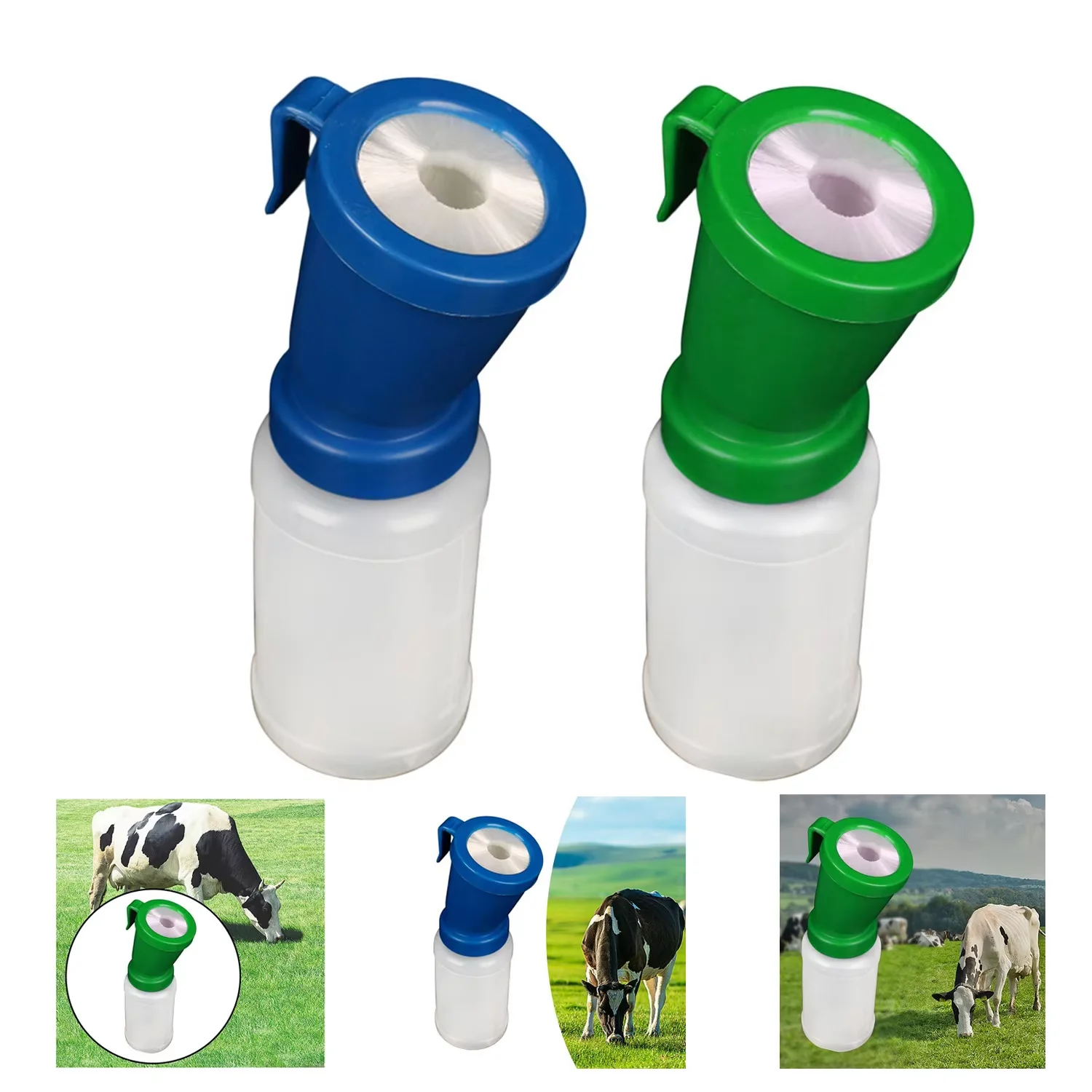 Plastic Teat Dip Cup with Brush Non Reflow Nipple Cleaning Disinfection Dip Cup for Cow Sheep Goat Portable Livestock Supplies