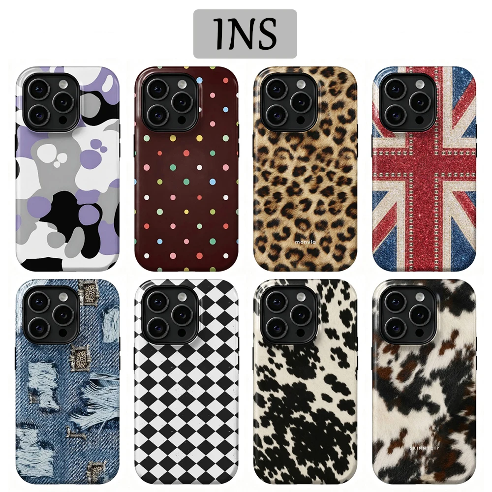 Stylish leopard Phone Case for Samsung Galaxy A56 A36 A26 S26 S25 S24 S23 S20FE Ultra Plus 4G 5G Luxury Double-layer Back Cover