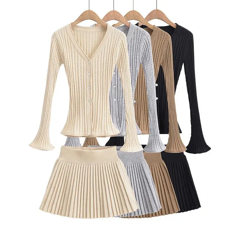 

Elastic Ove Collar Long Sweater Knitted Cardigan Women's Faion Set Tee Pieces Long Sve Commute Sle Autumn Season