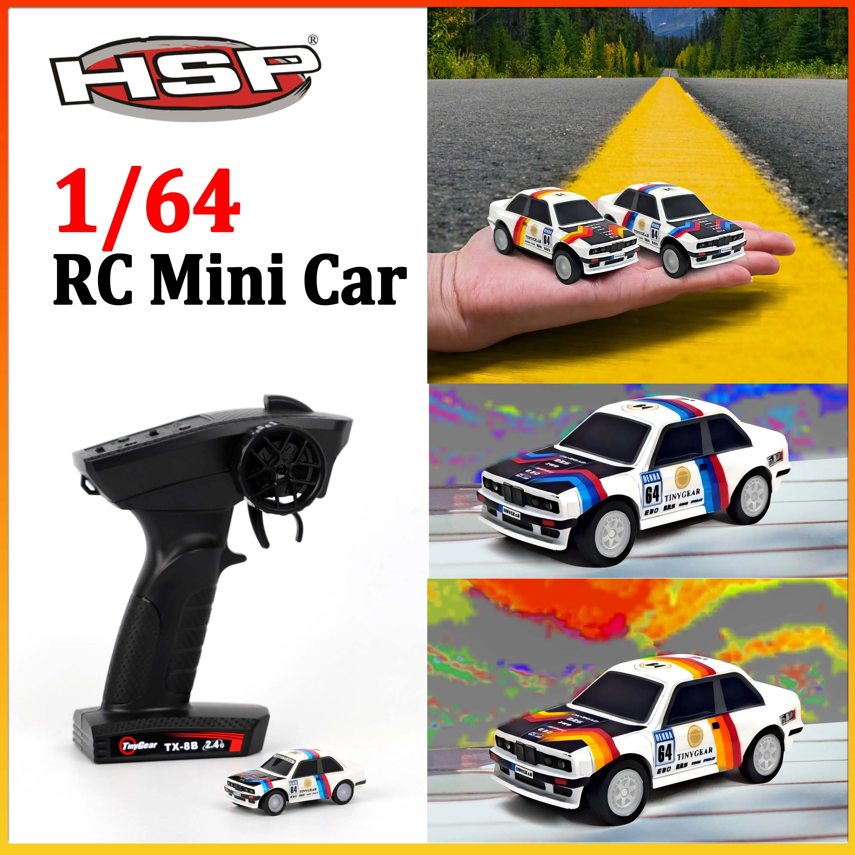 1/64 RC Racing Car HSP TinyGear 2.4GHz Full Proportions High Speed Remote Control Mini Drift Car Desktop Model Toys for Beginner