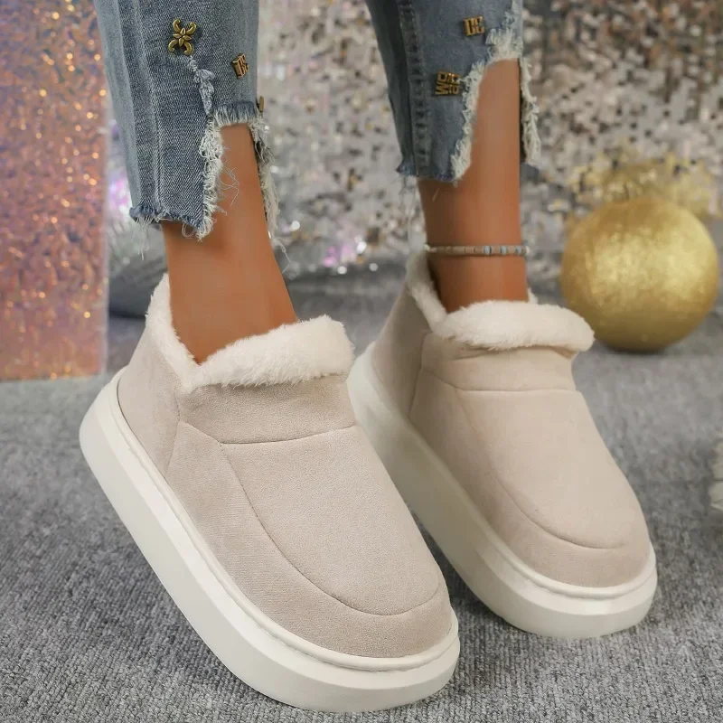 Ladies Shoes 2024 High Quality Slip-on Women\'s Boots Fashion Round Toe Daily Boots Women New Plus Size Short Plush Snow Boots