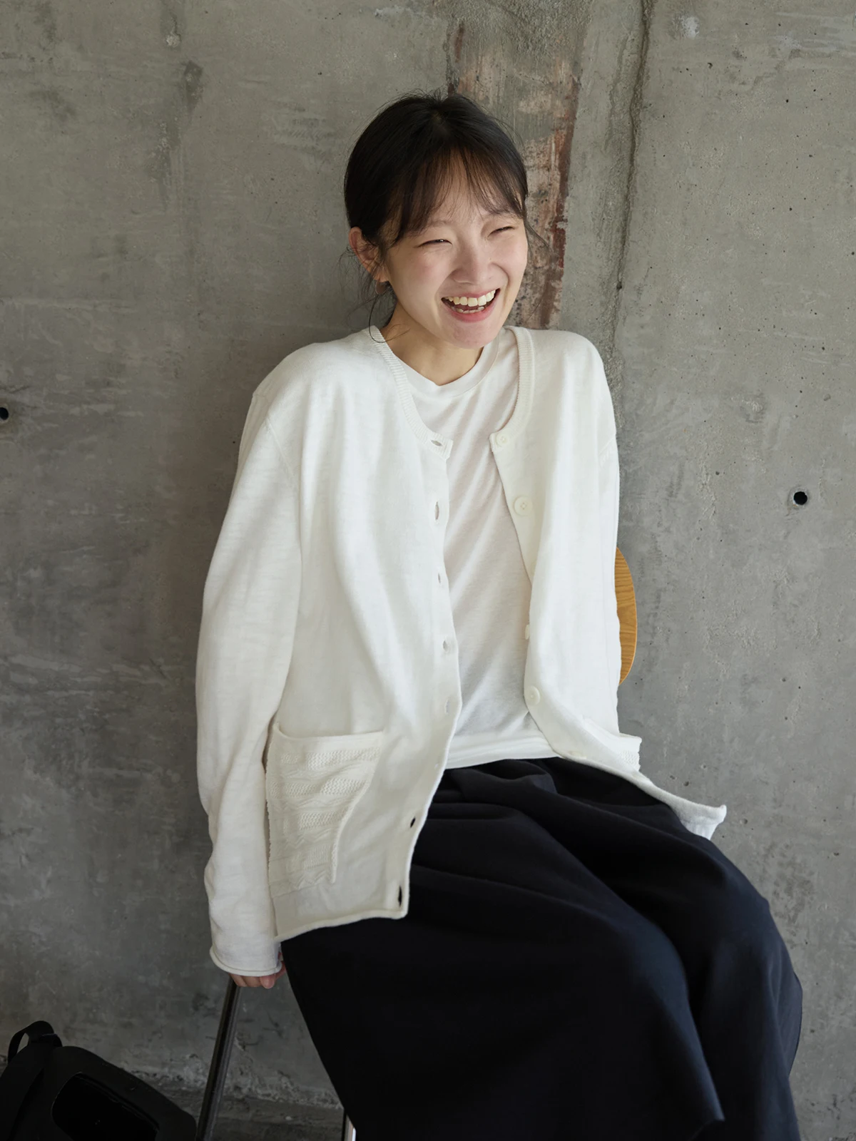 

Still Walking Button round Ne Knitted Sweater with Texture kets Loose Fit Long Sve Women's Casual Sle Cotton Cardigan