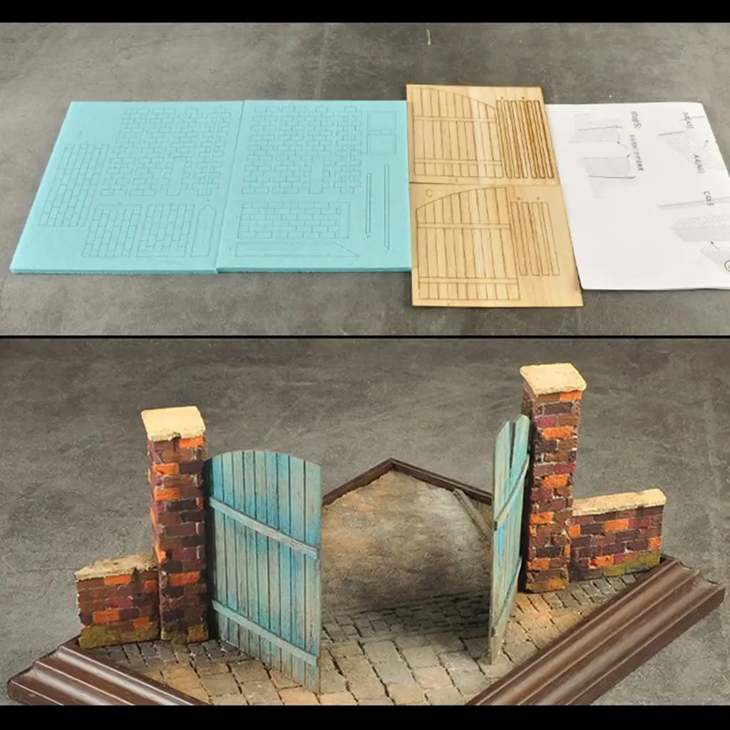 Kits de murs de porte, puzzle 3D de Style européen, paysage pour modèle d'architecture, 1/35