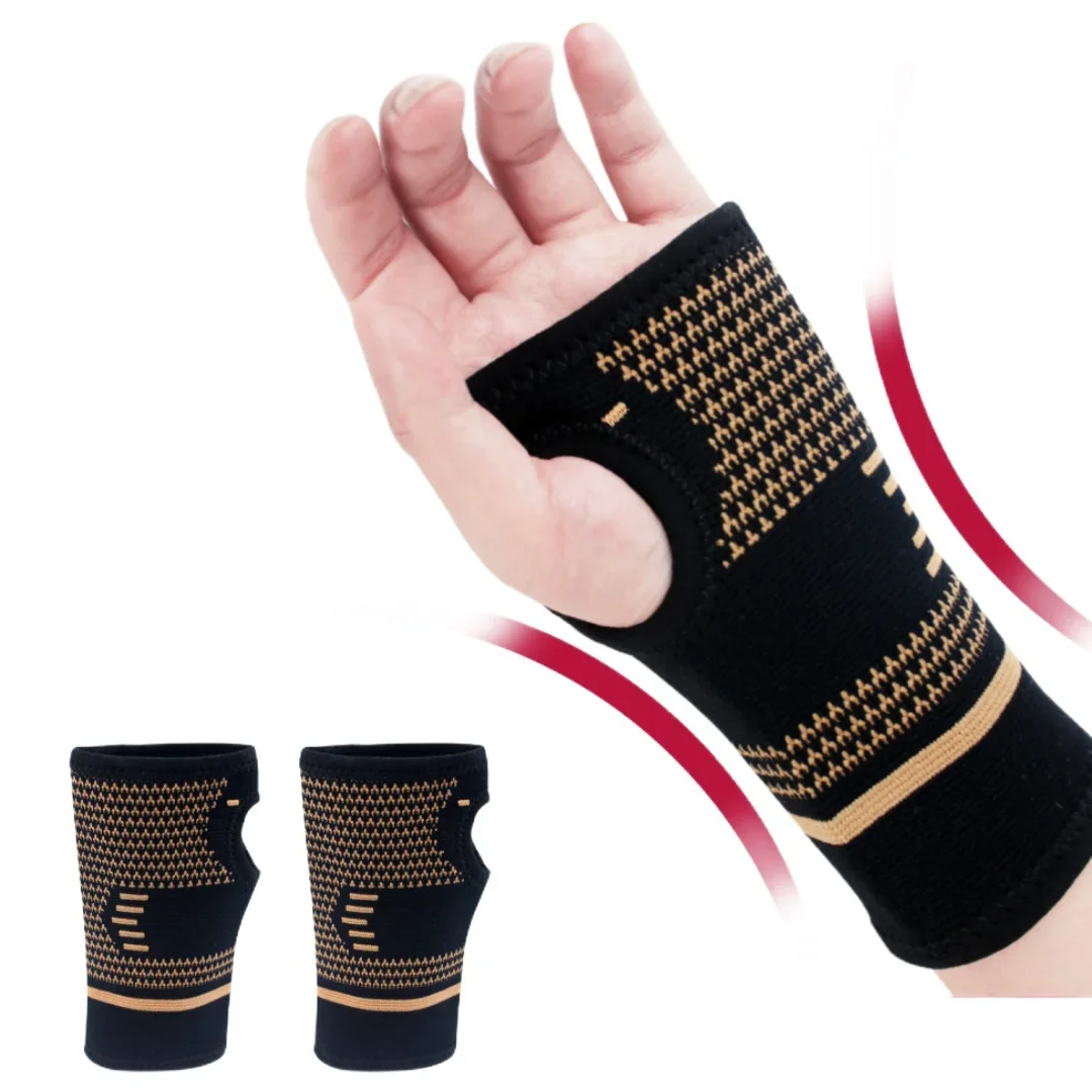 

1pc Copper Fiber Bracer Wrist Elastic Sport Bandage Wristband Wrist Compression Sleeve Support Elastic Palm Hand Protective Gear