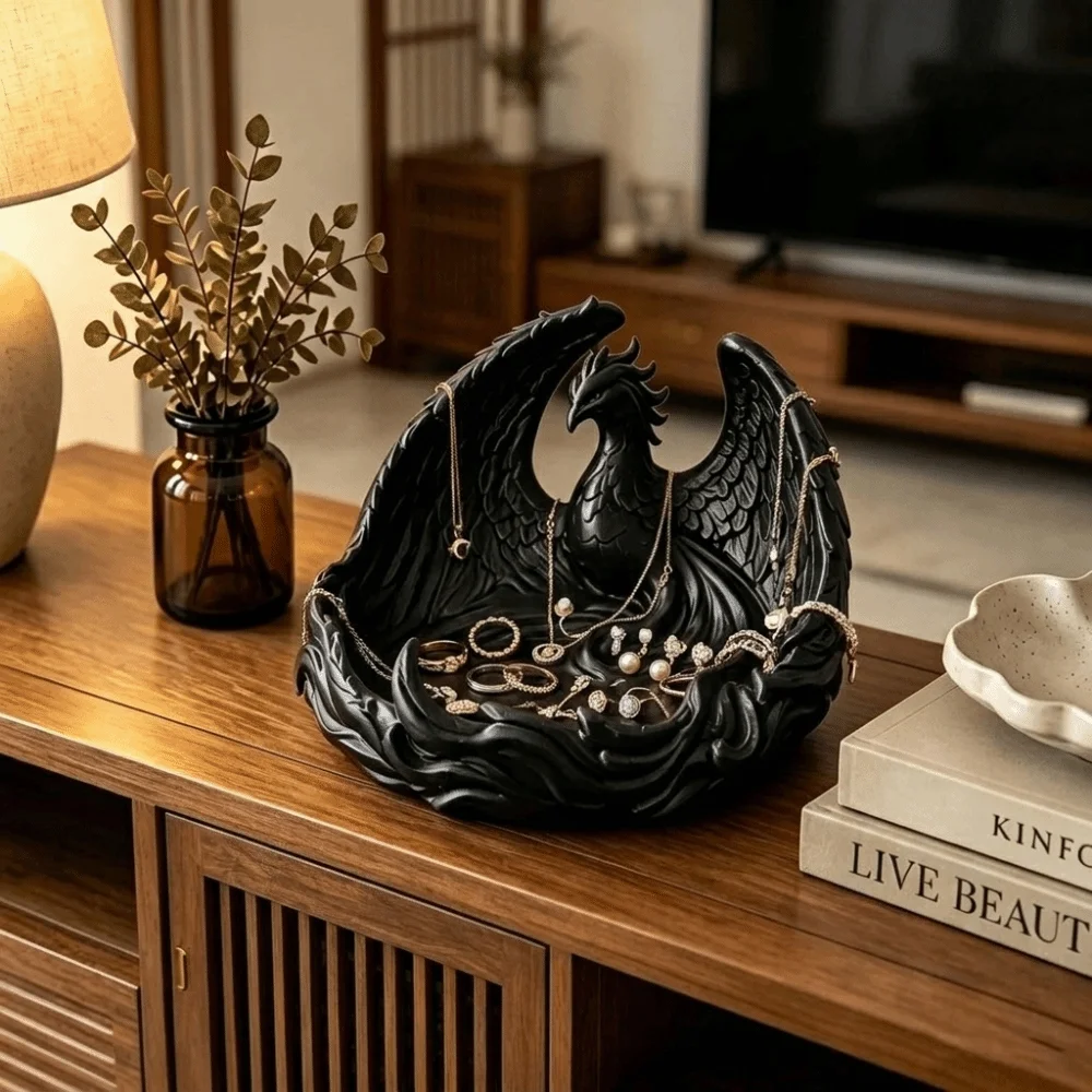 Phoenix Shape Storage Tray Multi-Color Vintage Resin Jewelry Dish Realistic Large Size Home Decorative Ornament