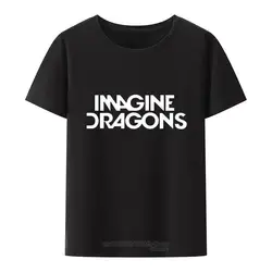 IMAGINE DRAGONS Pok Harajuku T Shirt Men Letters Print Casual Rock Band Street Wear Tee Pattern Loose Camiseta Hombre T-shirts