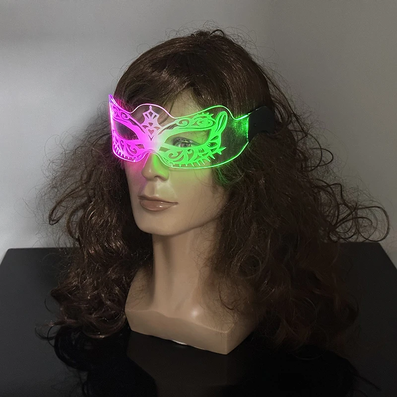 할로윈 크리스마스 빛나는 파티 헤드기어 마스크, LED 하프 페이스 마스크, 성인 장식 마스크, 조명 디스코 바 댄스 파티