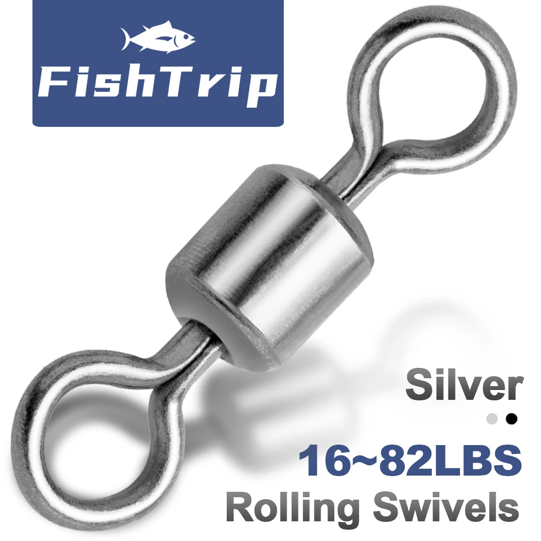 FishTrip Rolling Swivels 100% Stainless Steel Swivels 50~100Pack Fishing Swivels Saltwater Swivels Fishing Tackles