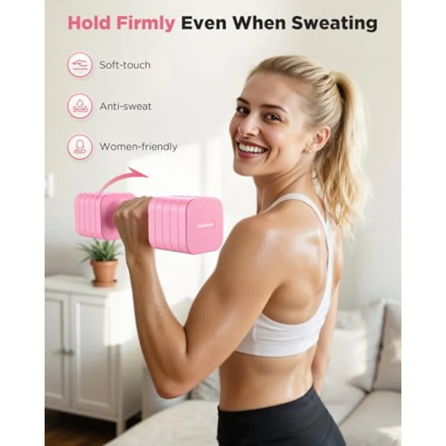 FEIERDUN 5in1 مجموعة دمبل قابلة للتعديل مكونة من 2 20 رطل 10 رطل أوزان يدوية للنساء 1sAdjust DualStable مجموعة الدمبل للنساء Home G #3