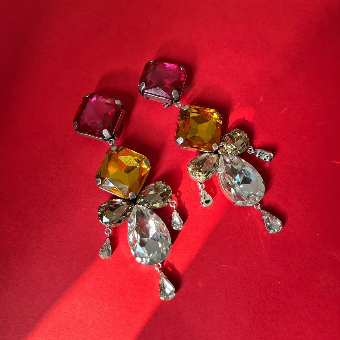 2023 Trends Fashion Brand Colorful Gemstone Ear Clip Earrings Woman Top Quality Designer Luxury Jewelry