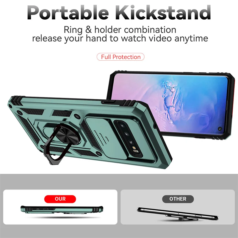 Funda protectora a prueba de golpes para Samsung Galaxy S10 Plus, funda protectora para cámara deslizante para teléfono Samsung S 10 S10 + Plus,