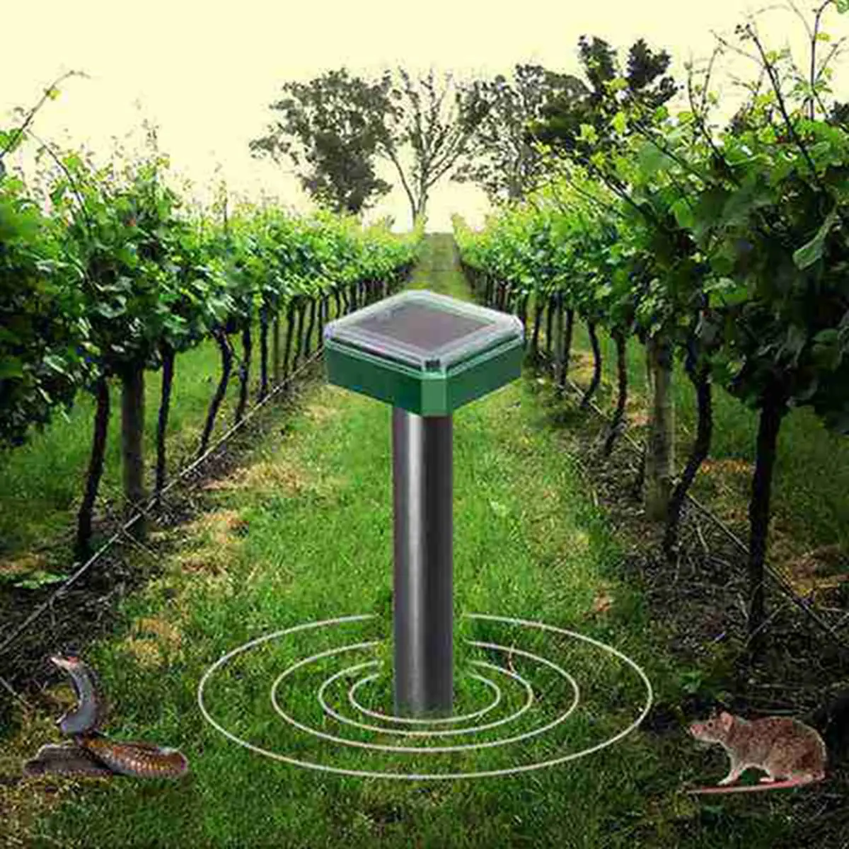 12 Packs Outdoor Solar Ultrasonic Vibration Repeller Snake Repeller Mole Electronic Snake Repeller for Garden Yard Farm