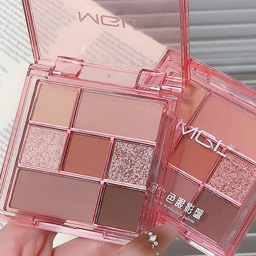 7-Color Matte Pearl Eyeshadow Palette Shimmering Sparkling Cosmetic Pigments Long-lasting Waterproof Smudge-proof Eye Makeup