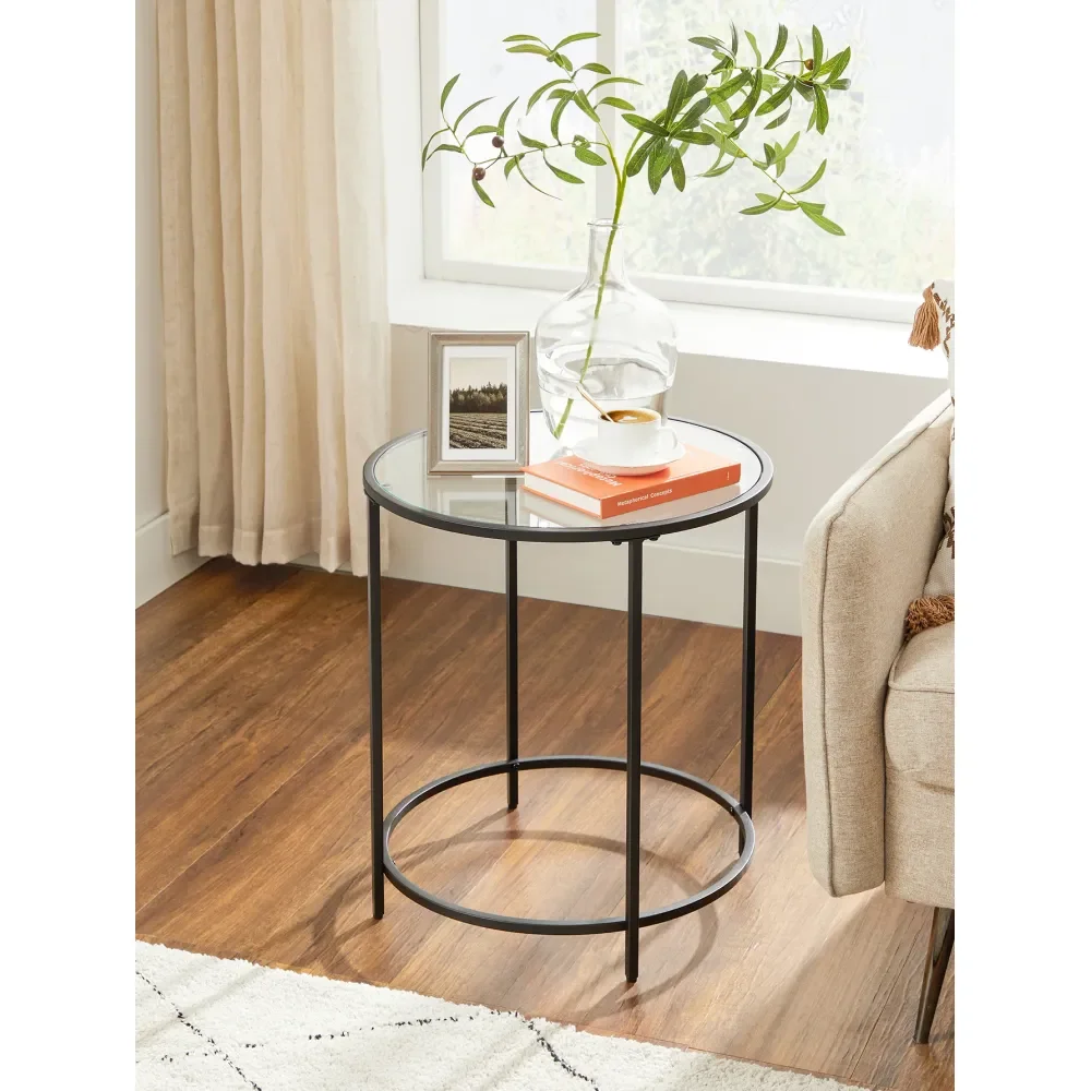 

Круглый золотой журнальный столик, современный стеклянный золотой кофейный столик с металлическим каркасом, идеальный приставной столик для гостиной, балкона и спальни