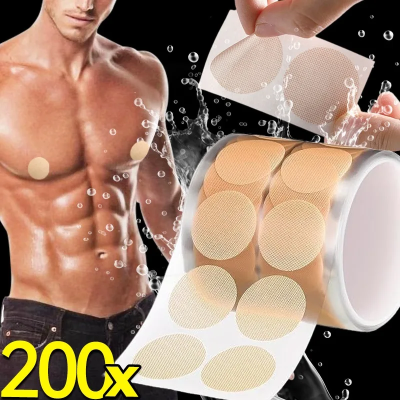 2/200Pcs Self-Adhesive Men Nipple Cover Disposable Waterproof Invisible Shirts Tights Anti-bulge Nipple Sticker Breathable Pads