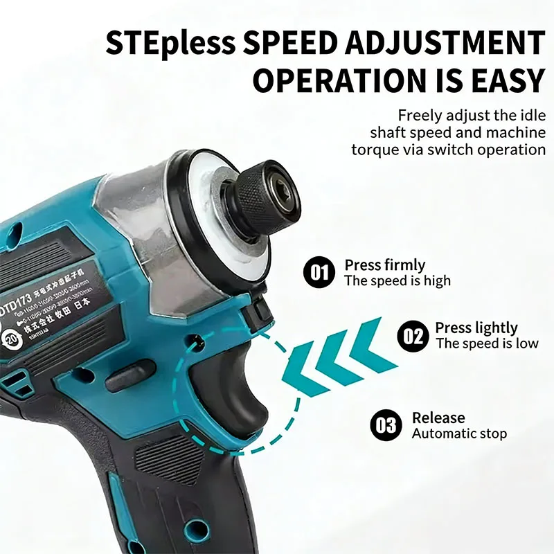 

2026 Makita DTD173 180Нм разноцветный бесщеточный ударный шуруповерт 36700 об/мин, электрическая дрель для аккумулятора Makita 18В