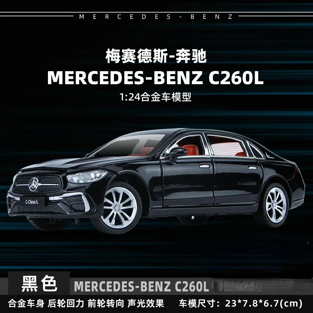 

1:24 Mercedes-Benz C260L High Simulation Diecast Metal Alloy Model car Sound Light Pull Back Collection Kids Toy Gifts