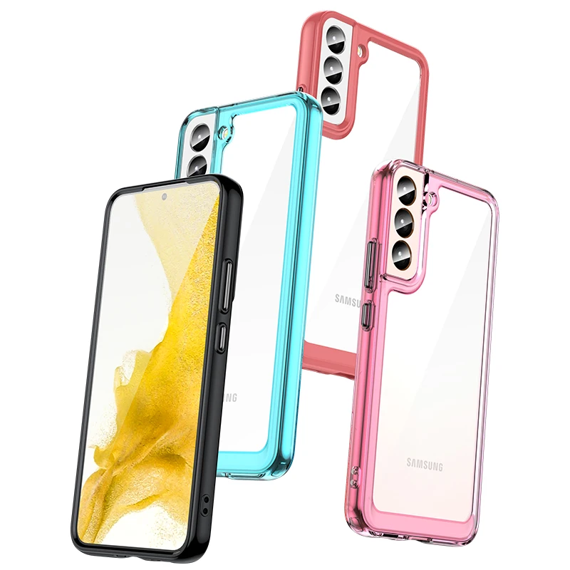 Shockproof Hybrid Clear Case for Samsung Galaxy S22 5G,S22 Plus 5G,S22 Ultra 5G Hard Backplane Soft Border Phone Cover Case