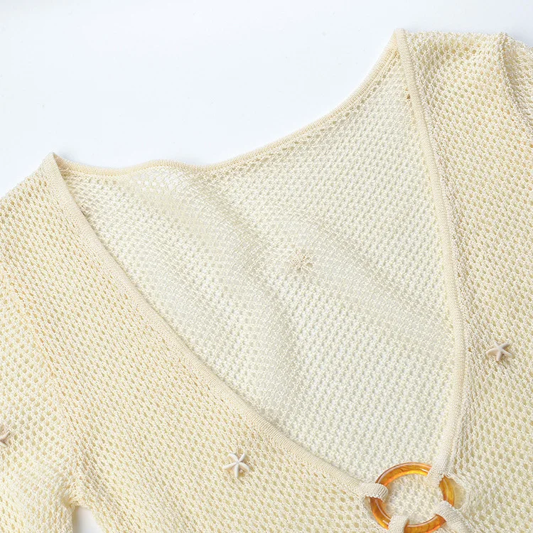 2025년 여름 섹시한 홀로우 아웃 니트 허리 조임 드레스 로우 컷 캐주얼 여성 기본 슬리브 롱 드레스