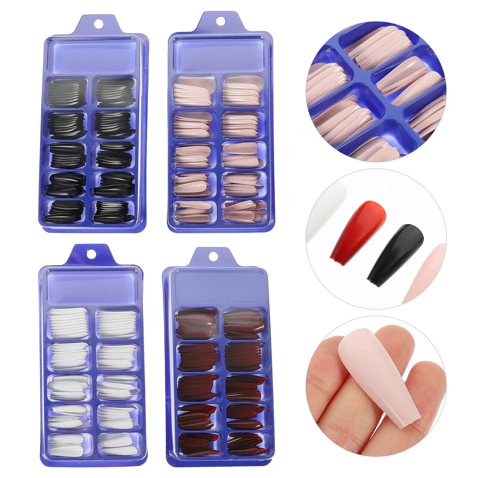 

400Pcs False Nail Full Cover Ultra Thin Long Fake Nail Tips for Women Professional Home Manicure Fake Nails