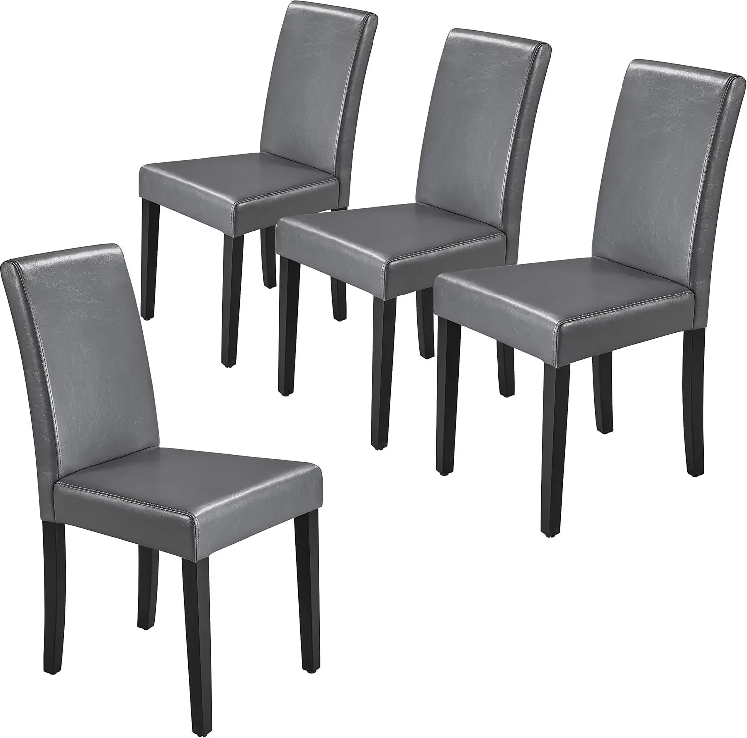 Set of 4 Dining Chairs Faux Leather High Back Kitchen Chair Upholstered Armless Side Chair with Waterproof Surface and Wood Legs