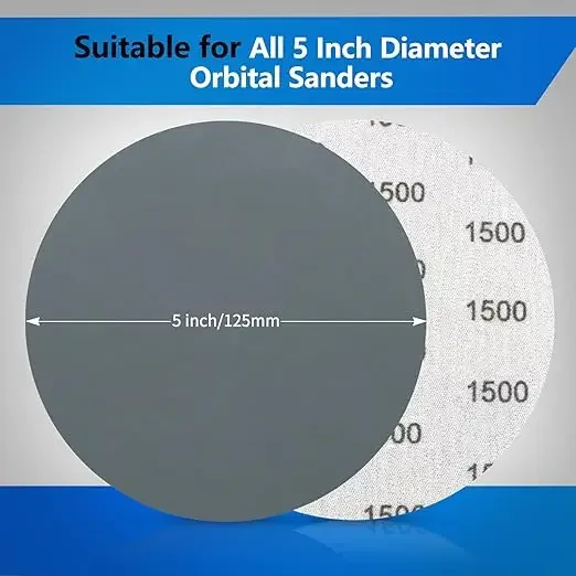 50 قطعة 6 بوصة أقراص الصنفرة الرطبة والجافة هوك وحلقة، 5 فريك مختلفة من ورق الصنفرة، مجموعة تلميع المعادن الخشبية للسيارات