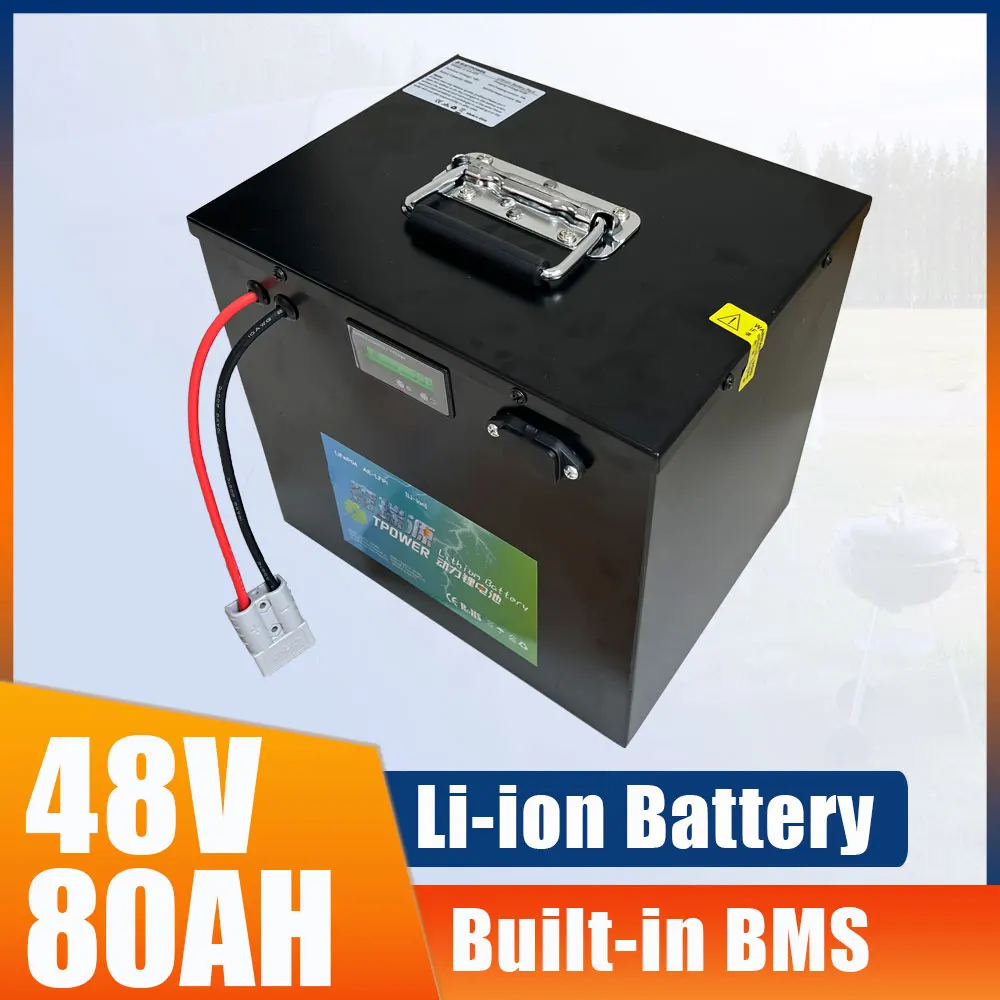 

48v 80AH Recharge Li-ion Lithium Phosphate Deep Cycle Battery 60A 80A 100A BMS For 54.6v RV Motorcycle