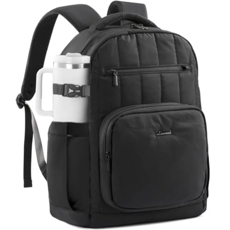 

Laptop Backpack for Women with Giant Tumbler Holder Pocket, Puffer Travel College Work Backpack Purse for Teacher Nurse, Waterp