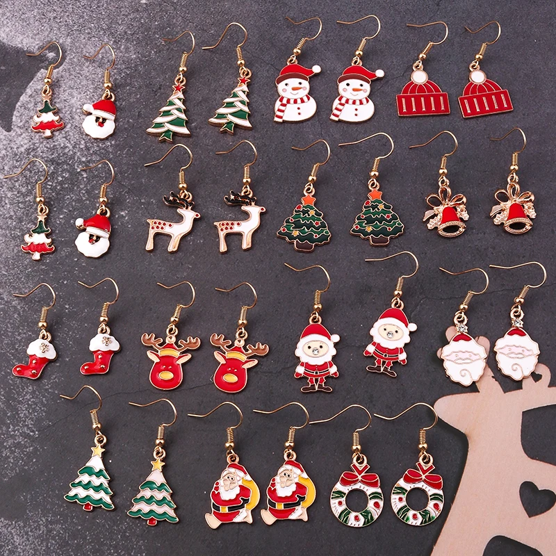 Mix Stile Winter Frohe Weihnachten Ohrringe Mode Schneeflocke Baum Santa Claus Deer Tropfen Ohrringe Neue Jahr Schmuck Geschenke