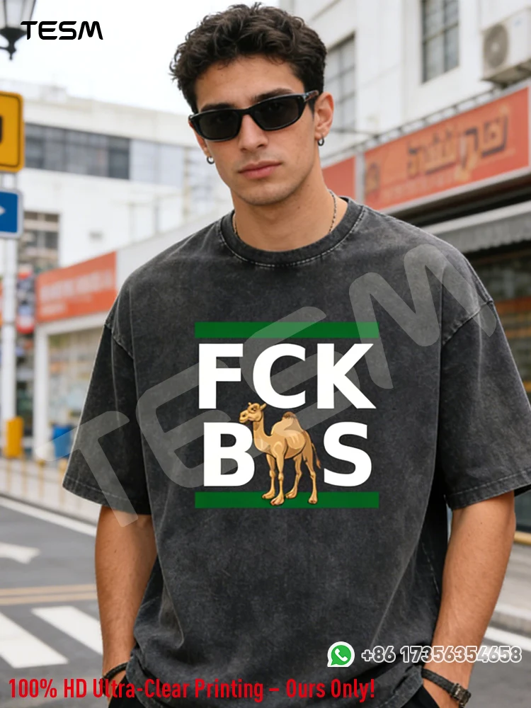 TESM Desert Camel Graphic Washed Cotton T-Shirt Men Vintage Oversized Short Sleeve Tee Streetwear Casual Top