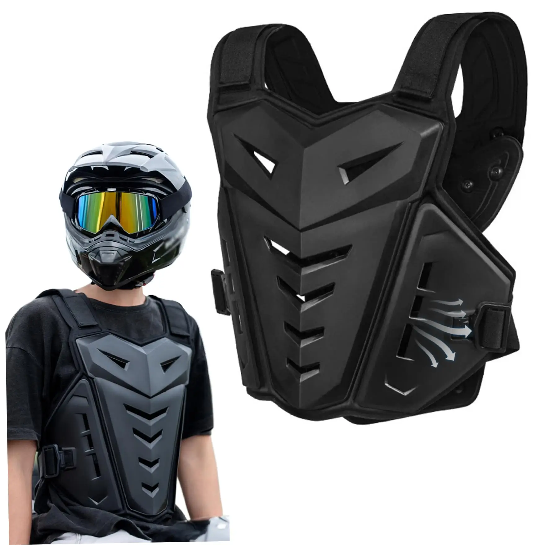 

Off-Road Dirt Bike Armor Jacket - Sturdy Moto Vest Chest Back Protector Motocross Protective Gear Adjustable