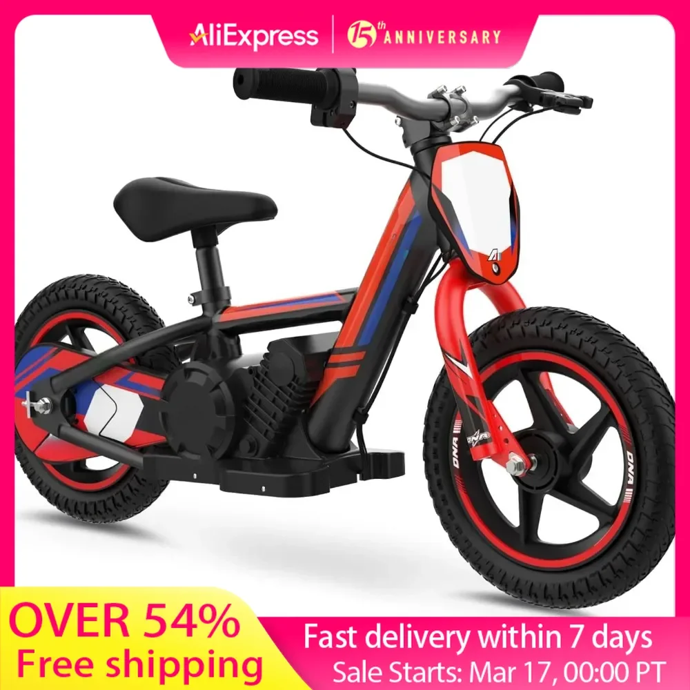 Electric Dirt Bike, Electric Motorcycle Up to 10/12MPH, 24V Detachable Battery, Hand-Operated Dual Brakes Electric Balance Bike