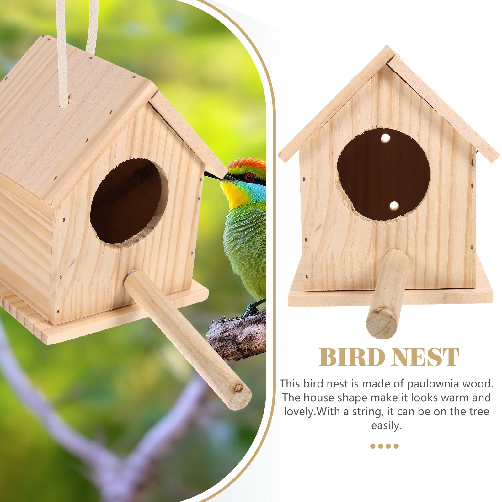 

Wooden Breeding Birds House Birdcage Home Decoration Safe Durable Craft Birds House Tree Gift