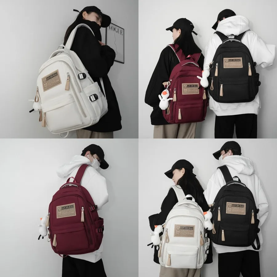 

【New style】- casual all-matching schoolbag for college students junior high school students large-capacity simple backpack fash